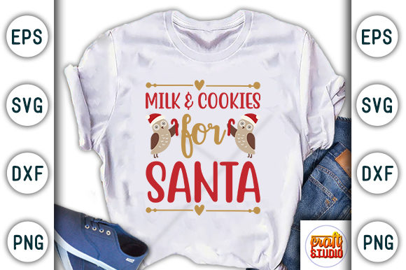 Christmas Quote Design, Milk Cookies for Santa