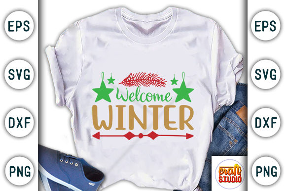 Christmas Quote Design, Welcome Winter Graphics