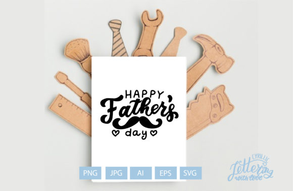 Happy Father's Day Phrase with Moustache Graphics