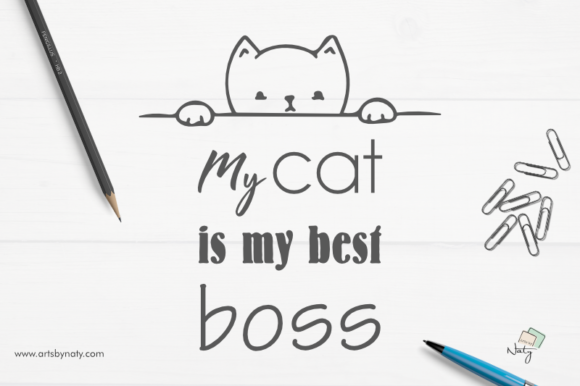 My Cat is My Best Boss Illustration Graphics