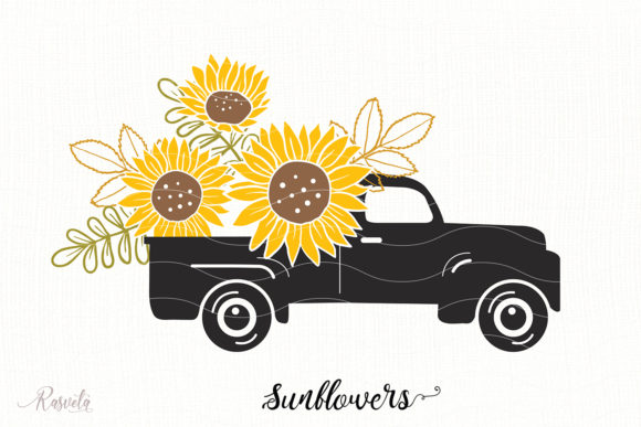 Sunflower in a Vintage Truck Graphics